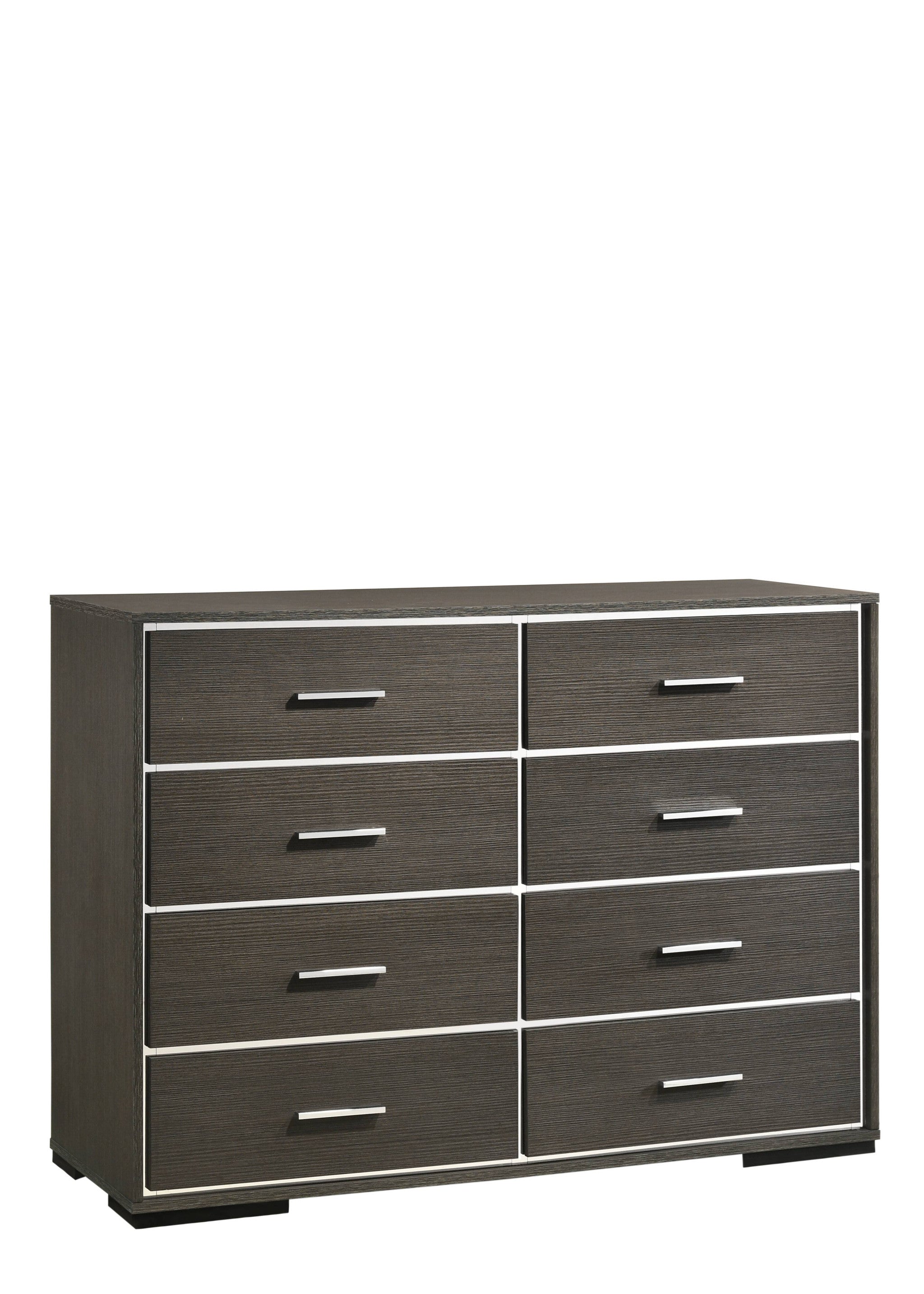 57" Gray Oak Manufactured Wood Eight Drawer Standard Dresser