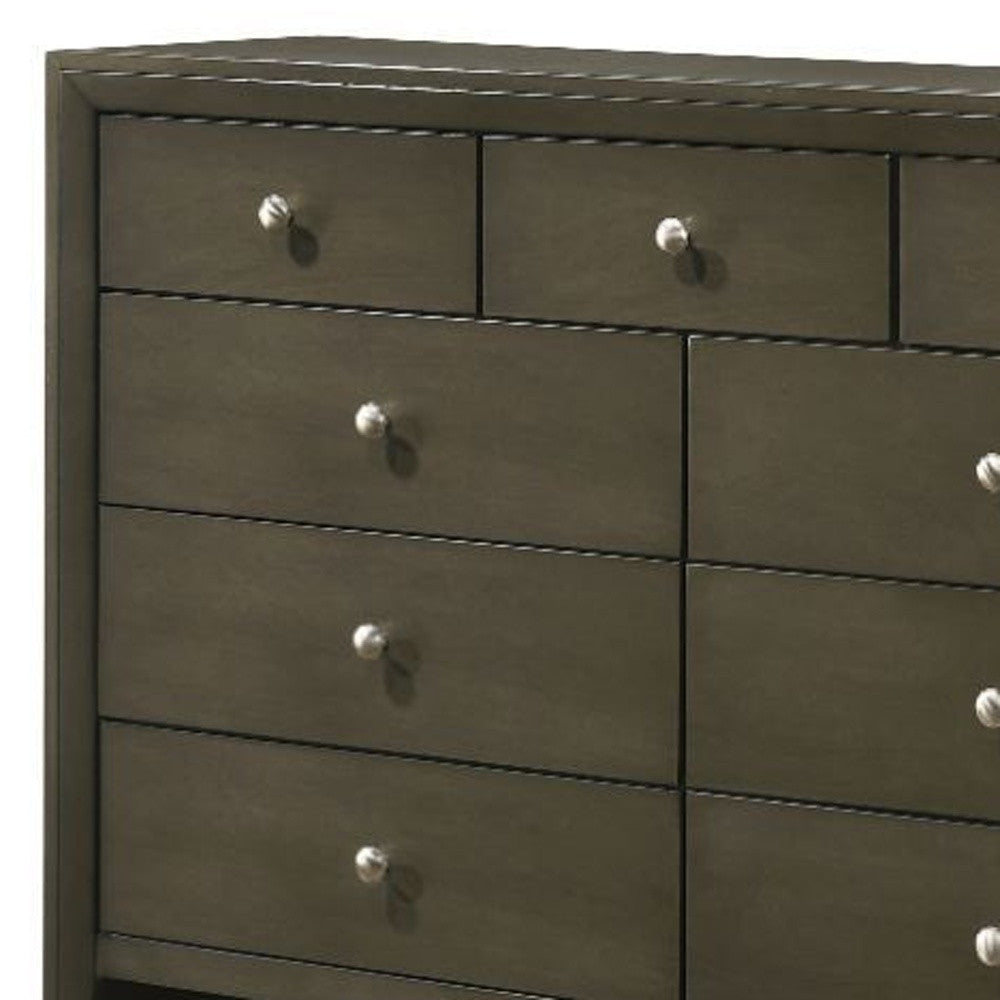 55" Gray Finish Manufactured Wood Nine Drawer Standard Dresser