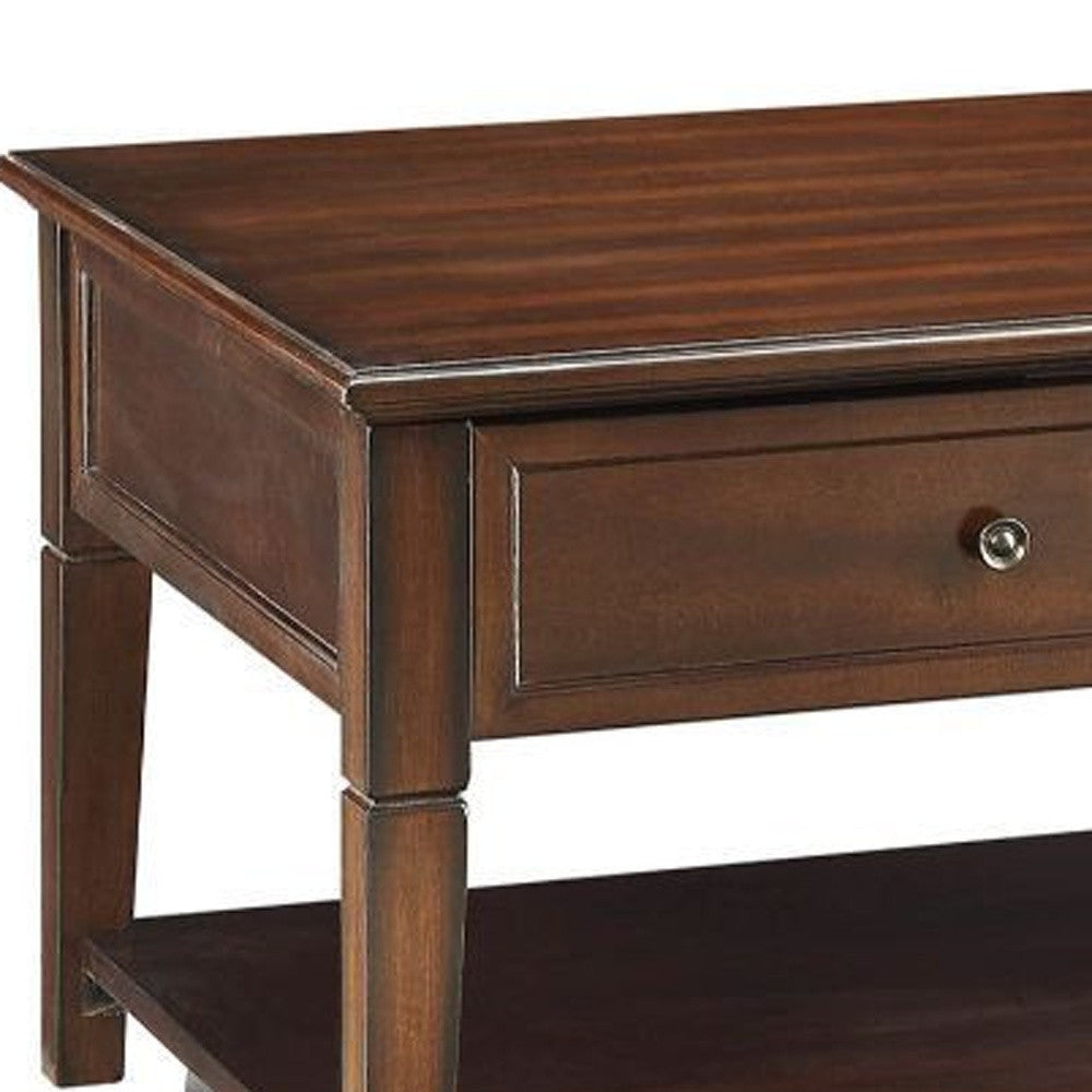 48 英寸胡桃木加工矩形升降頂咖啡桌帶擱板