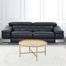 Mesa de centro redonda de madera y metal fabricada en oro y roble de 34