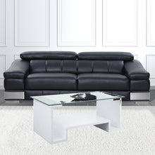 47 英寸白色透明玻璃和人造木矩形咖啡桌帶架子