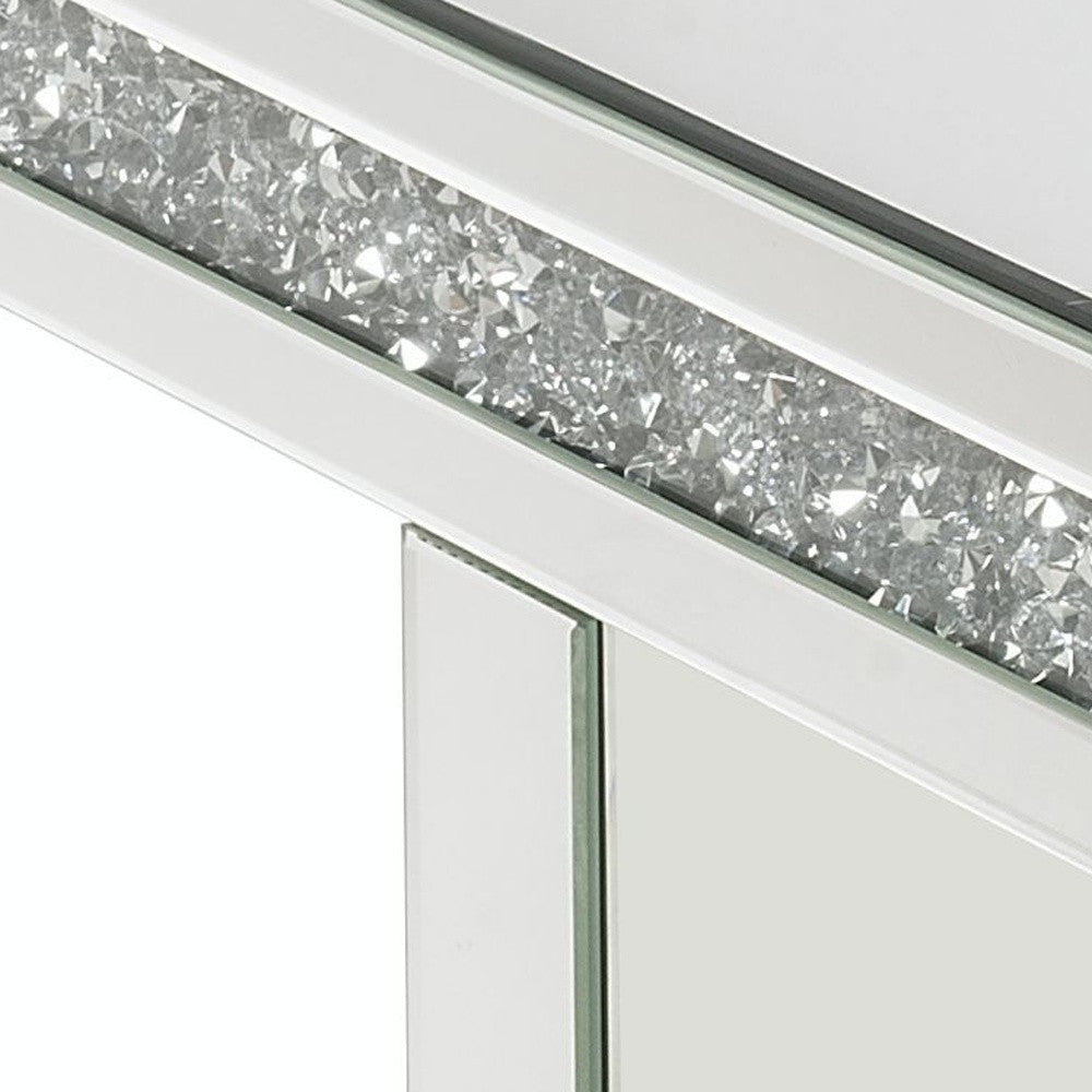 Mesa de centro rectangular de 32" con espejo plateado y madera manufacturada con espejo