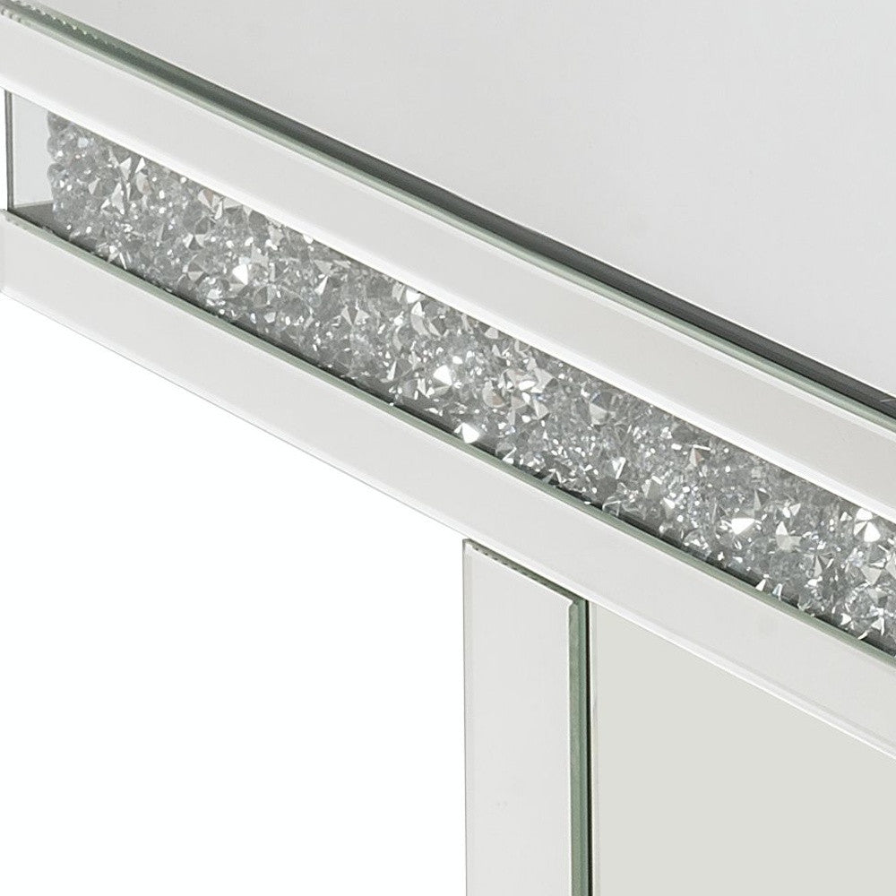 Mesa de centro rectangular de 32" con espejo plateado y madera manufacturada con espejo