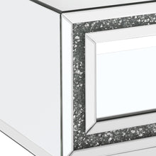 35 英寸銀色鏡面人造木質矩形鏡面咖啡桌帶架子