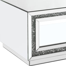 35 英寸銀色鏡面人造木質矩形鏡面咖啡桌帶架子