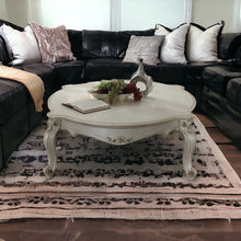 Mesa de centro rectangular de polirresina y madera fabricada en perla antigua de 54