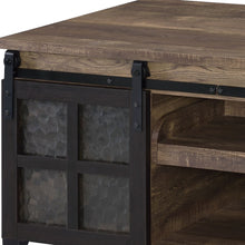 Black And Rustic Oak Wood Rectangular Coffee Table With Shelf 47