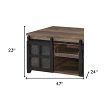 Black And Rustic Oak Wood Rectangular Coffee Table With Shelf 47