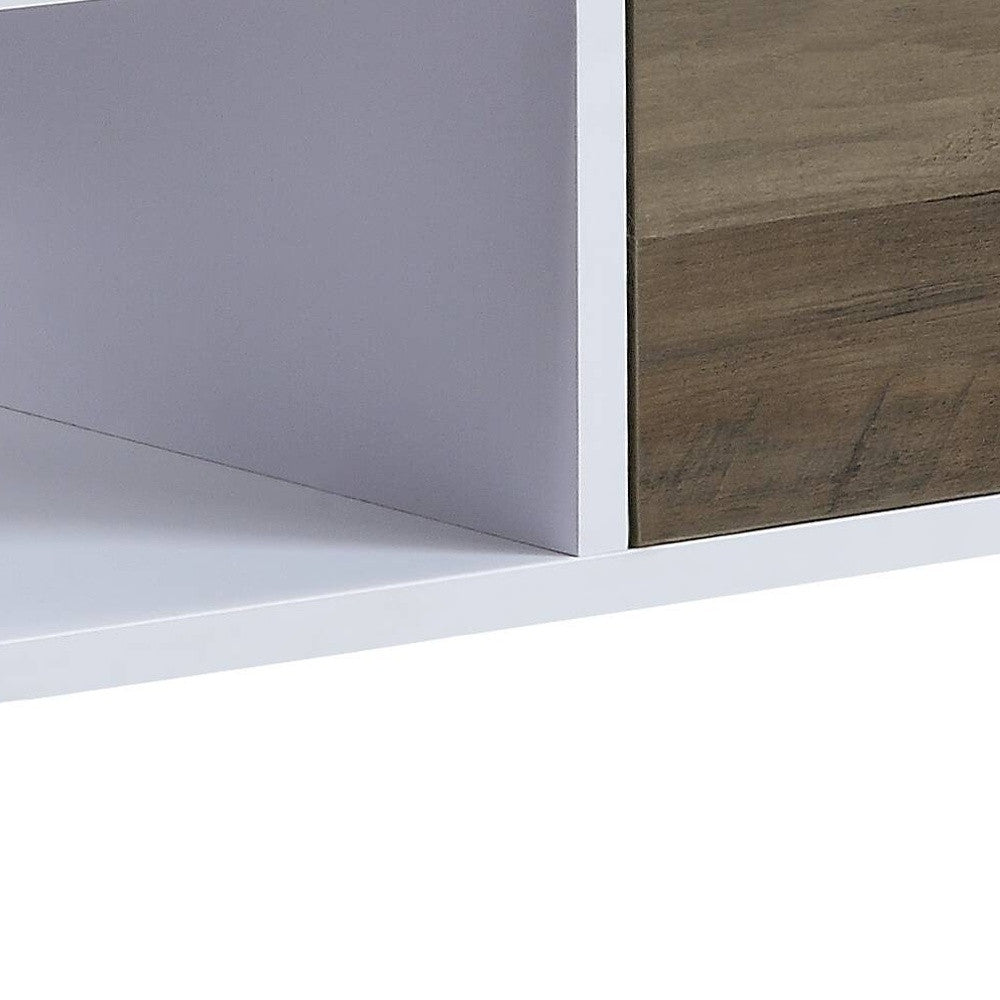 Mesa de centro rectangular de 44" enchapada en melamina en blanco y negro y metal con cajón y estante