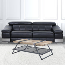 47 英寸沙灰色和橡木紙飾面和金屬矩形咖啡桌帶架子