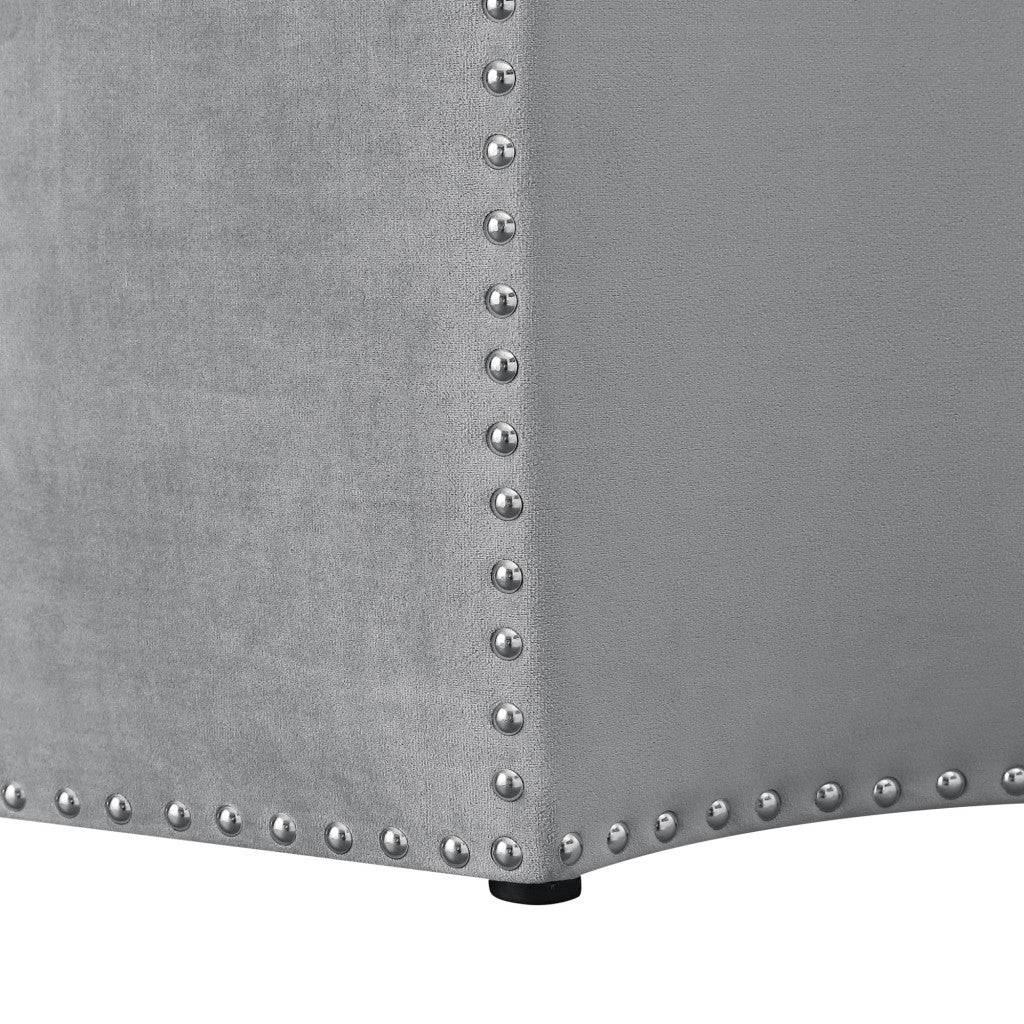 33" Grey 100% Linen Specialty Cocktail Ottoman