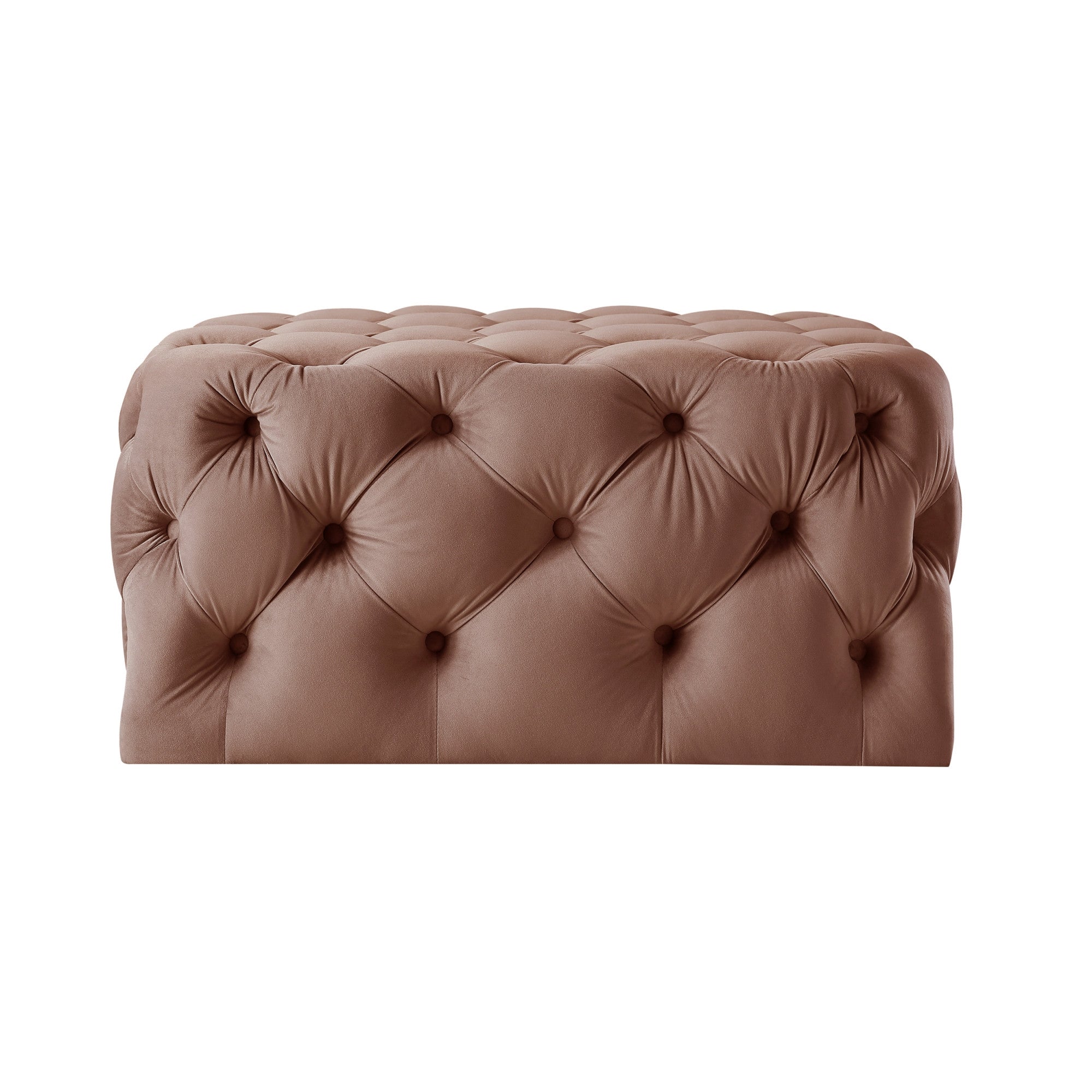 Blush Velvet With Black Tufted Cocktail Ottoman 33"