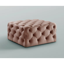 Blush Velvet With Black Tufted Cocktail Ottoman 33
