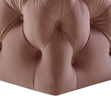 Blush Velvet With Black Tufted Cocktail Ottoman 33