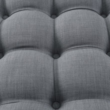 Light Grey 100% Linen With Black Tufted Cocktail Ottoman 33