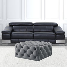 Light Grey 100% Linen With Black Tufted Cocktail Ottoman 33