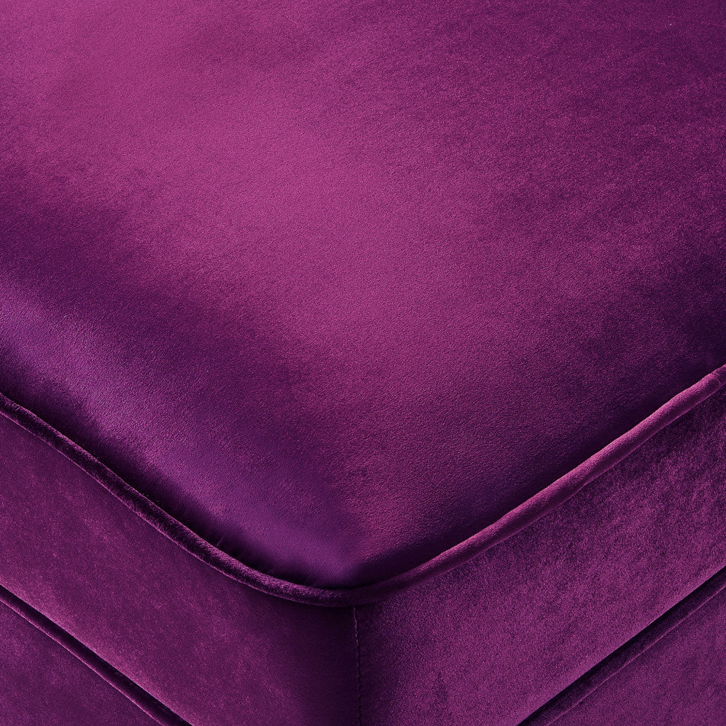 30" Purple Velvet And Silver Storage Ottoman