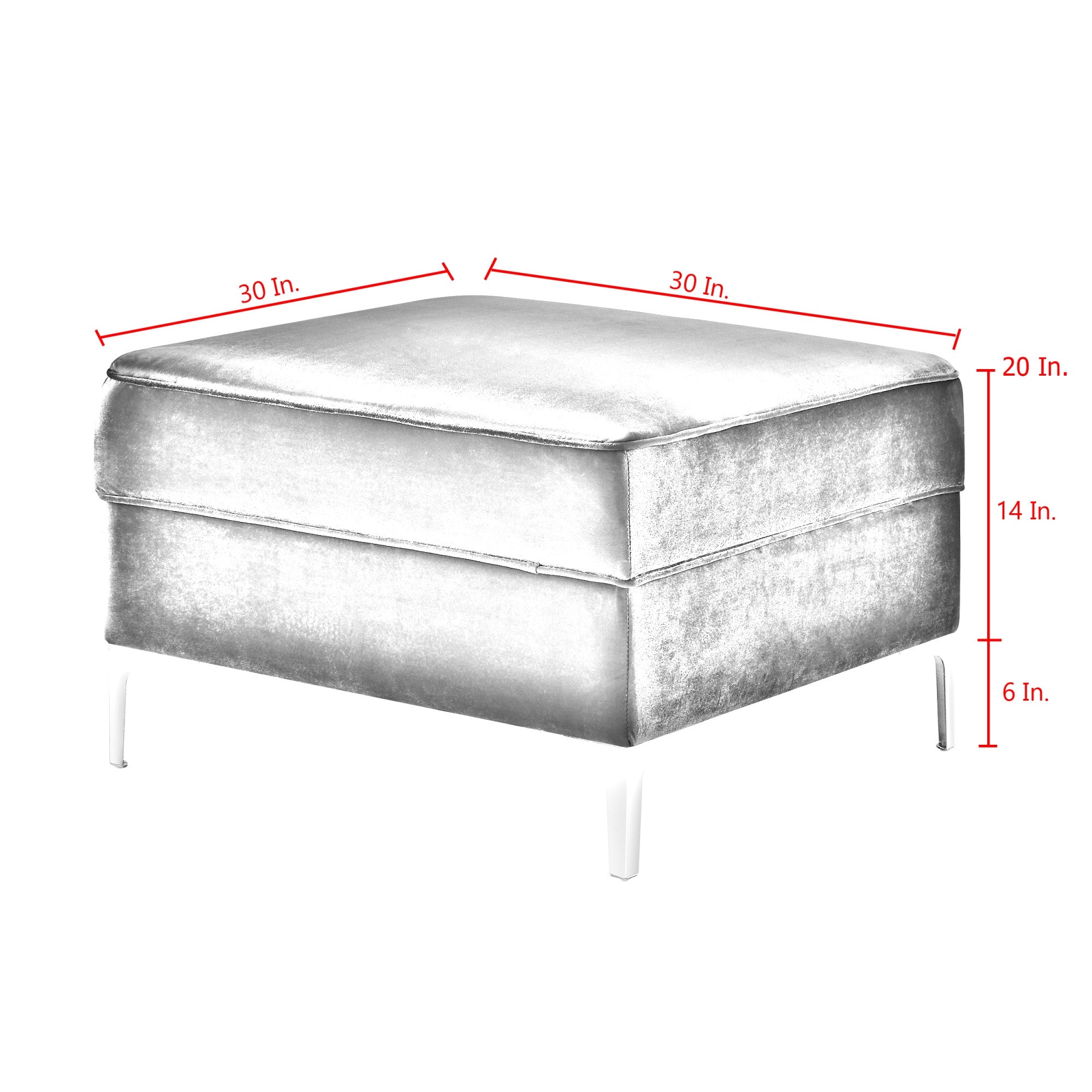 30" Purple Velvet And Silver Storage Ottoman