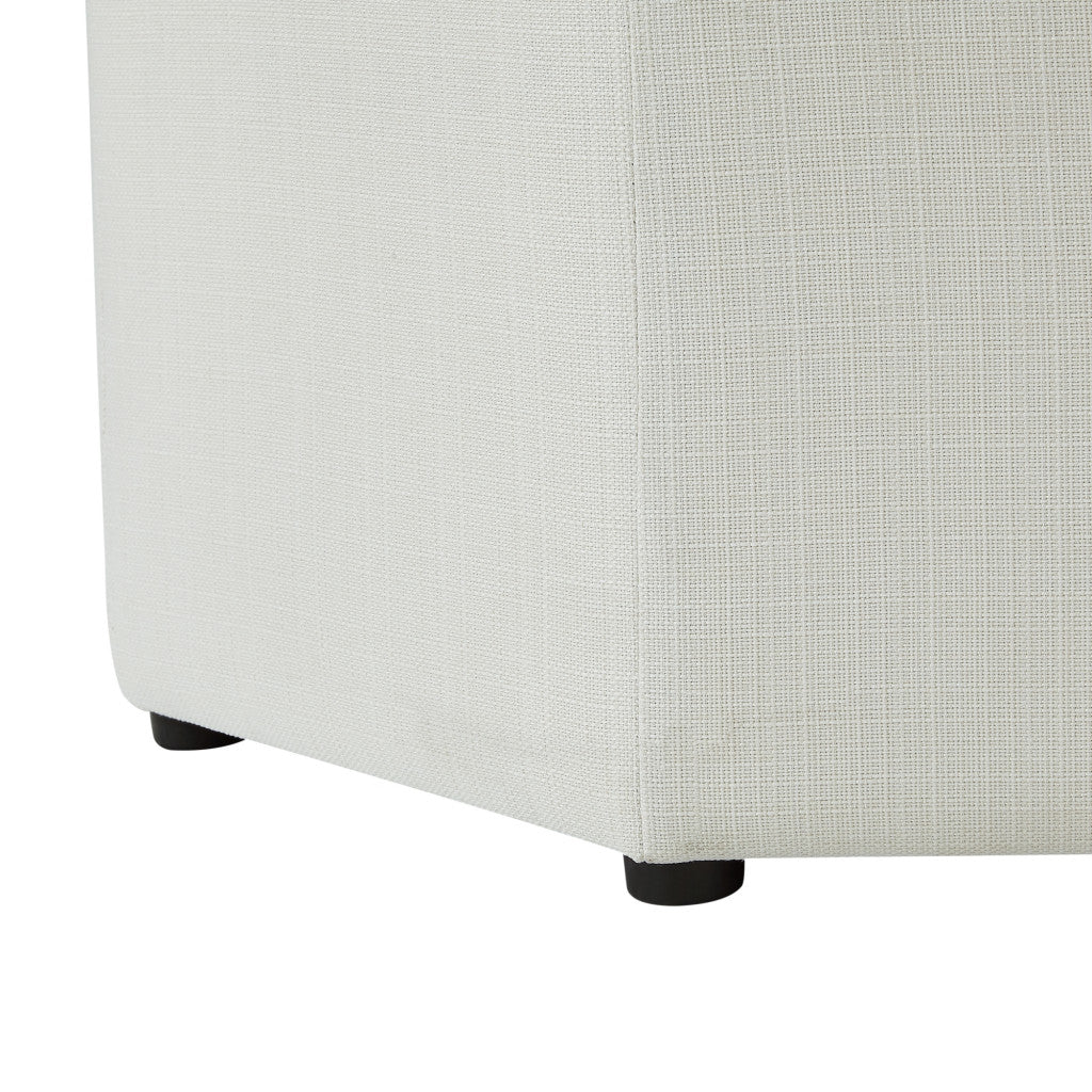 25" White Linen And Black Tufted Specialty Storage Ottoman