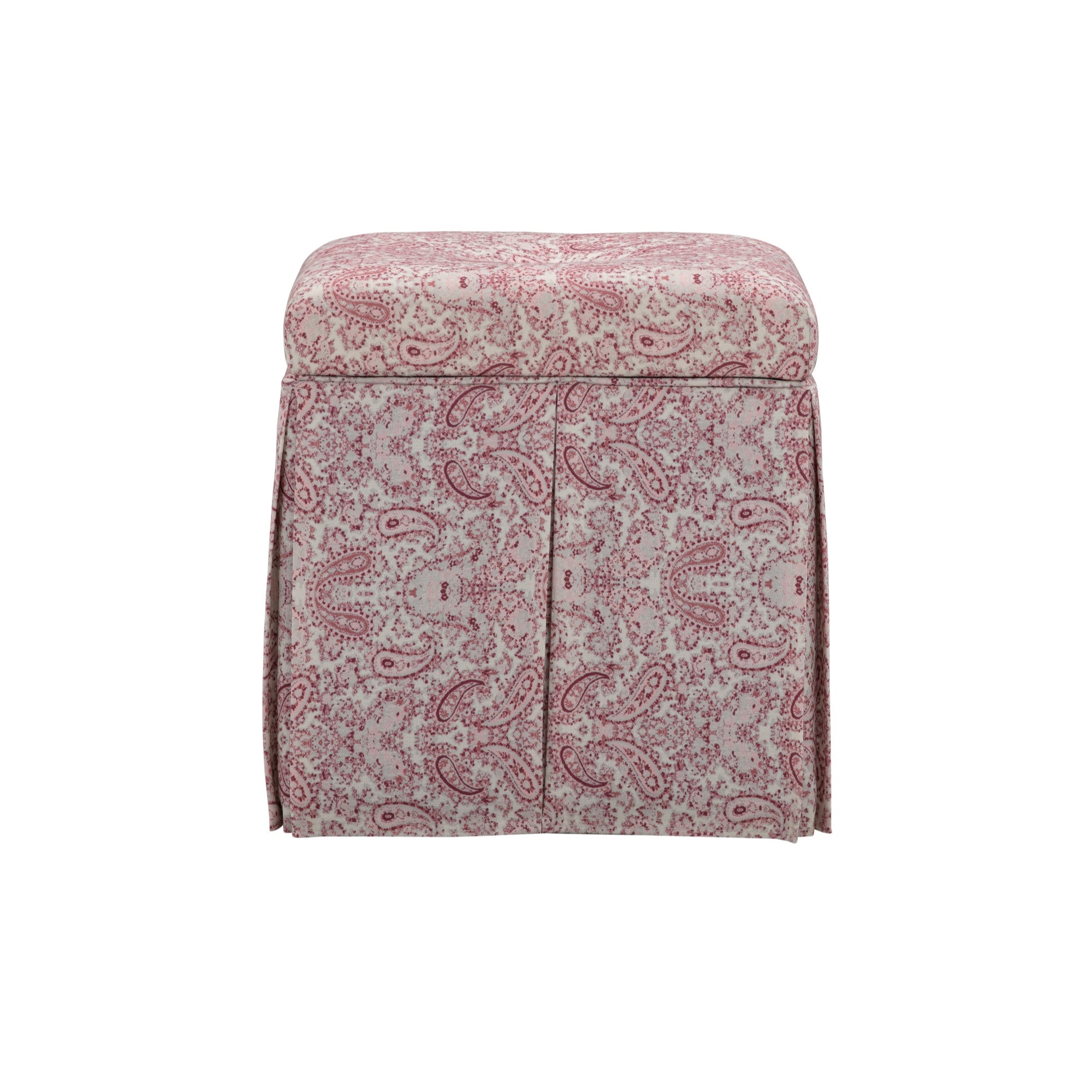 19" Red Linen Paisley Storage