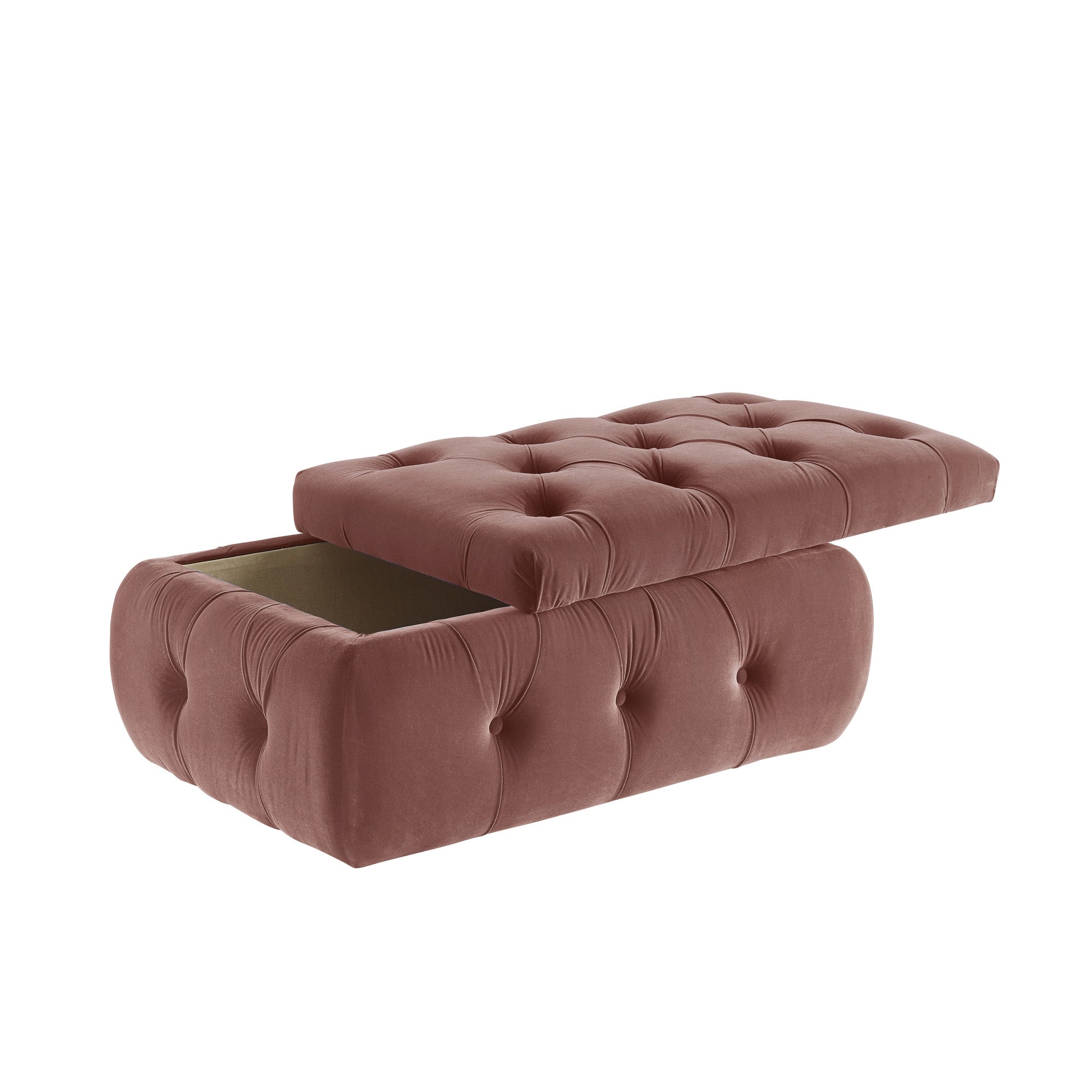 25" Blush Velvet Tufted Storage