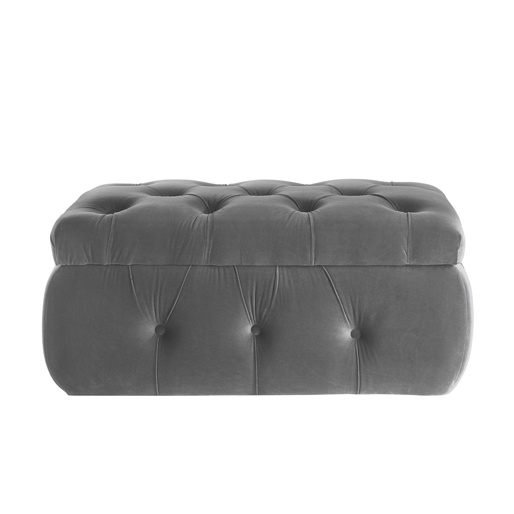 25" Gray Velvet Tufted Storage