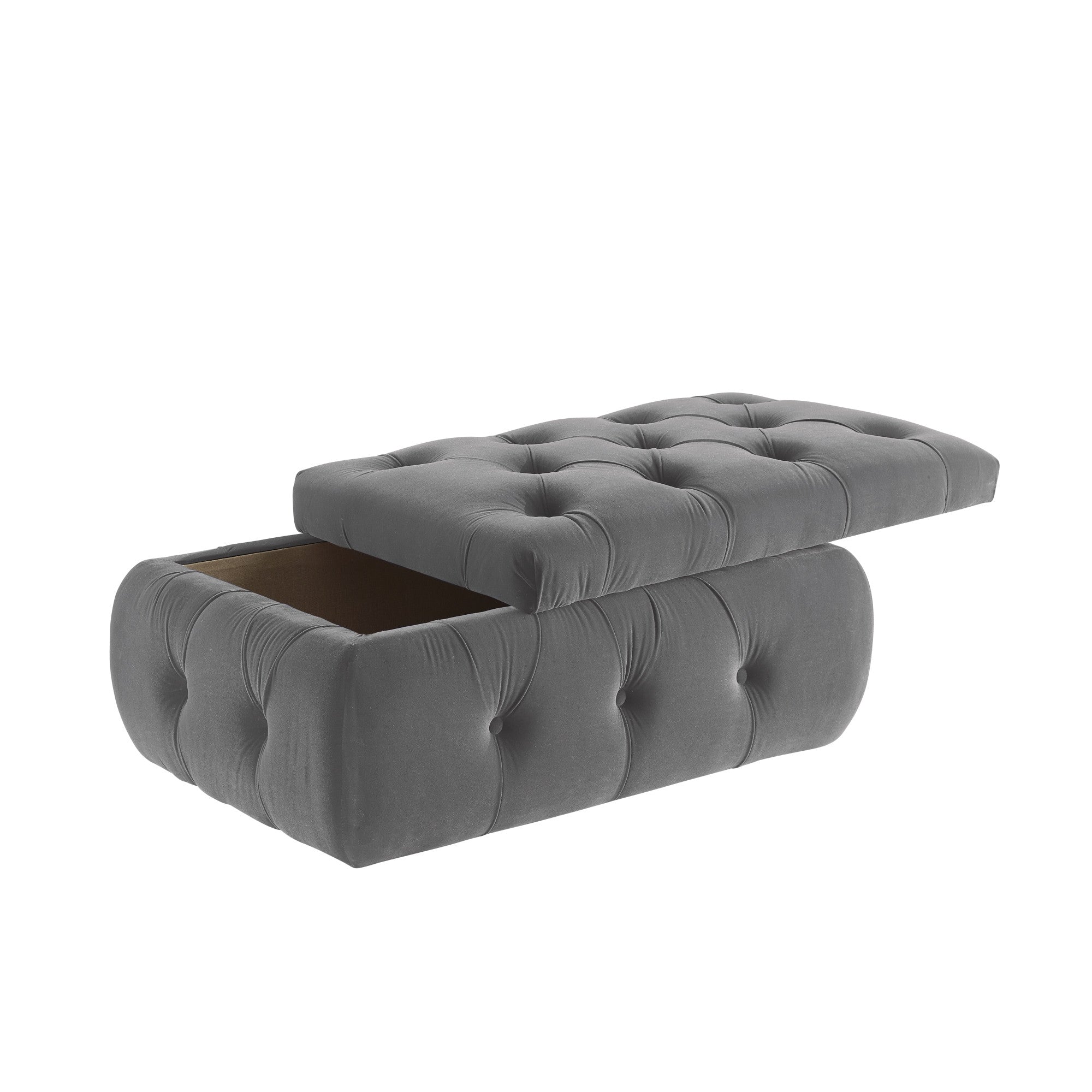 25" Gray Velvet Tufted Storage