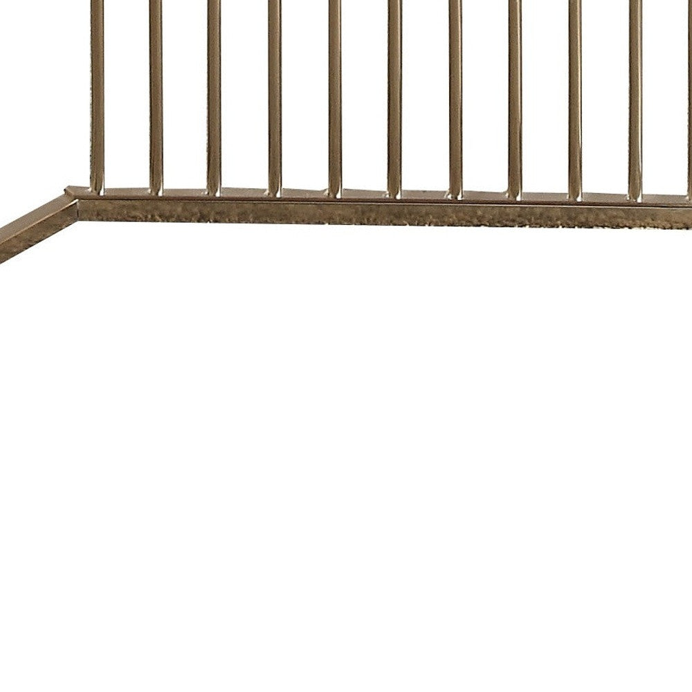 Mesa de centro hexagonal de metal y champán y vidrio transparente de 34"