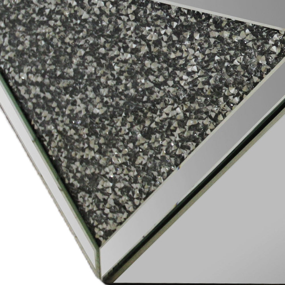 Mirrored Wood Square Top Geo Base Coffee Table 38"