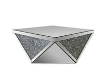 Mirrored Wood Square Top Geo Base Coffee Table 38