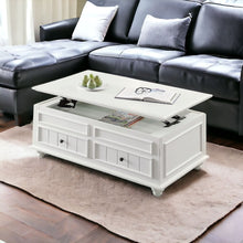 White Washed Veneer And Solid Wood Lift Top Coffee Table With Two Drawers 48