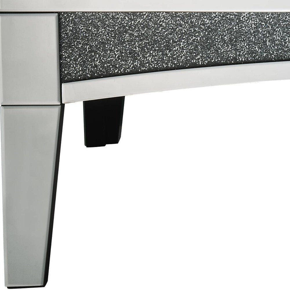 48 英寸銀色鏡面玻璃和人造石閃亮矩形咖啡桌