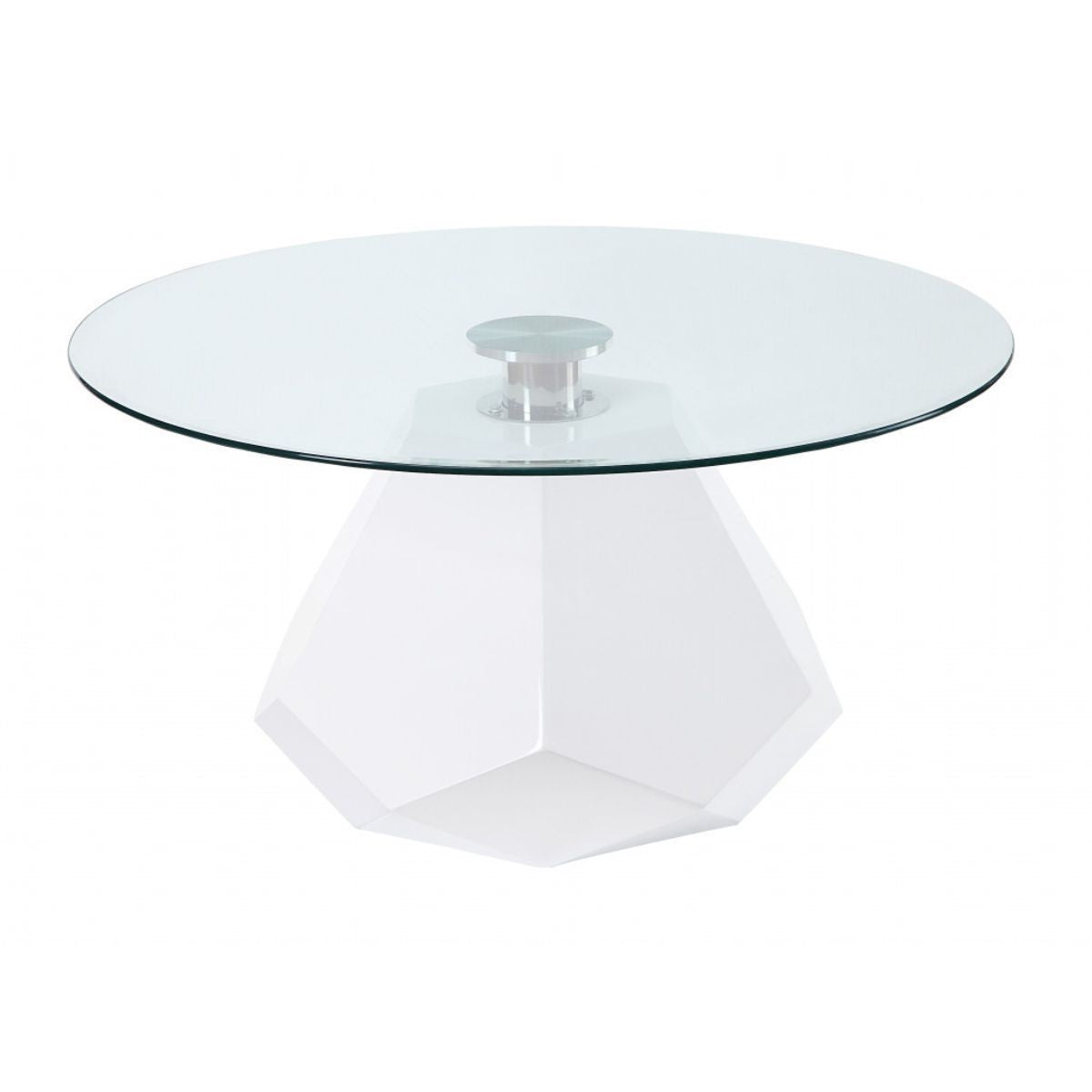 White And Clear Glass And Manufactured Wood Round Coffee Table 34"