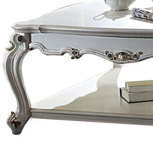 Mesa de centro rectangular de madera maciza de perla antigua de 47