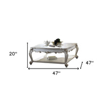 Mesa de centro rectangular de madera maciza de perla antigua de 47