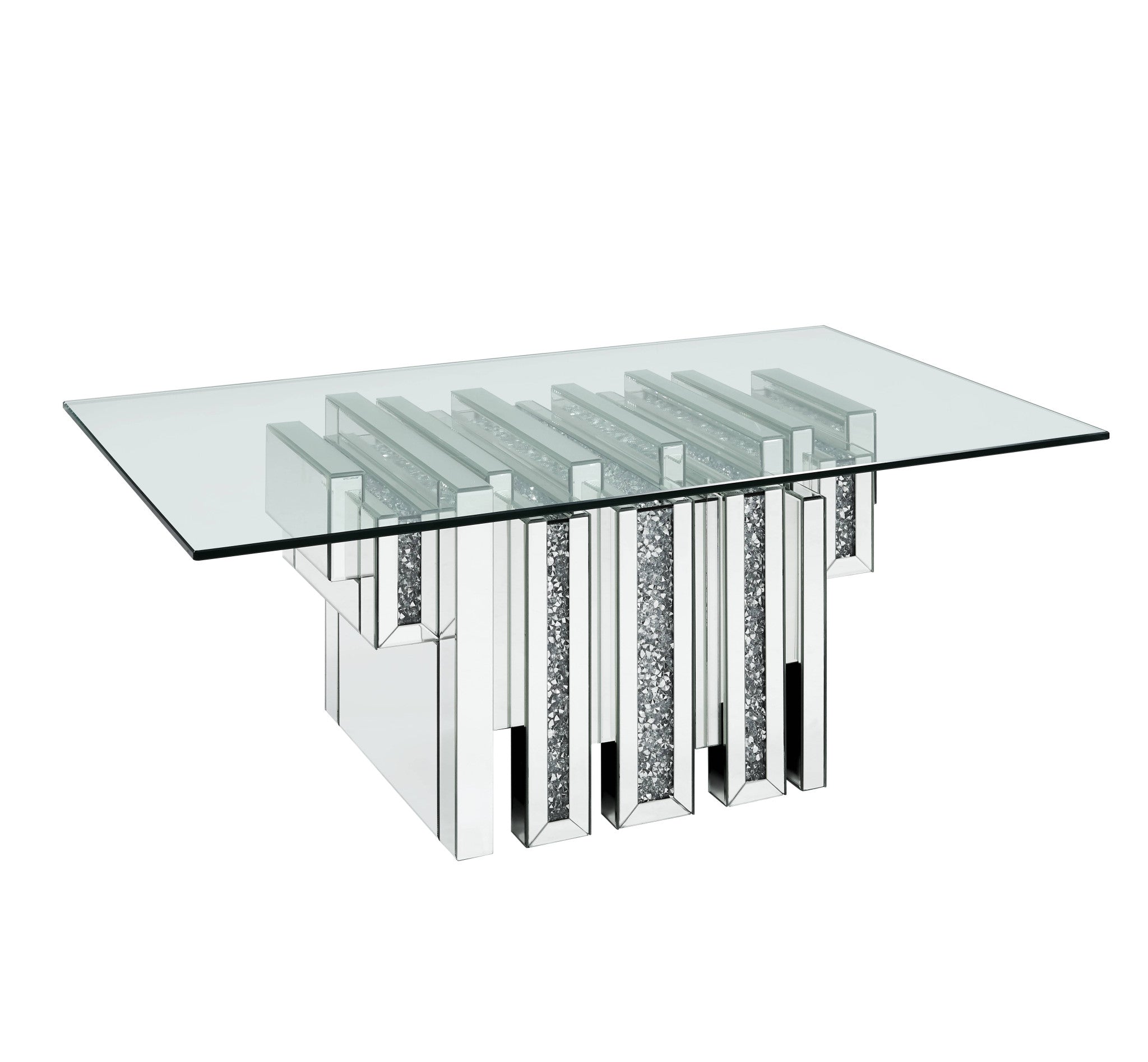 Mesa de centro rectangular con espejo de vidrio transparente y espejo de 47" y madera manufacturada