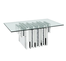 Mesa de centro rectangular con espejo de vidrio transparente y espejo de 47