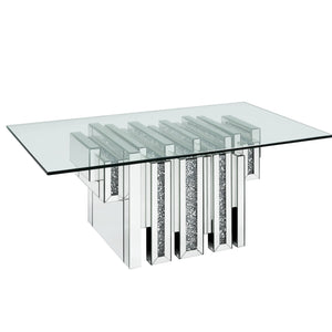 Mesa de centro rectangular con espejo de vidrio transparente y espejo de 47" y madera manufacturada