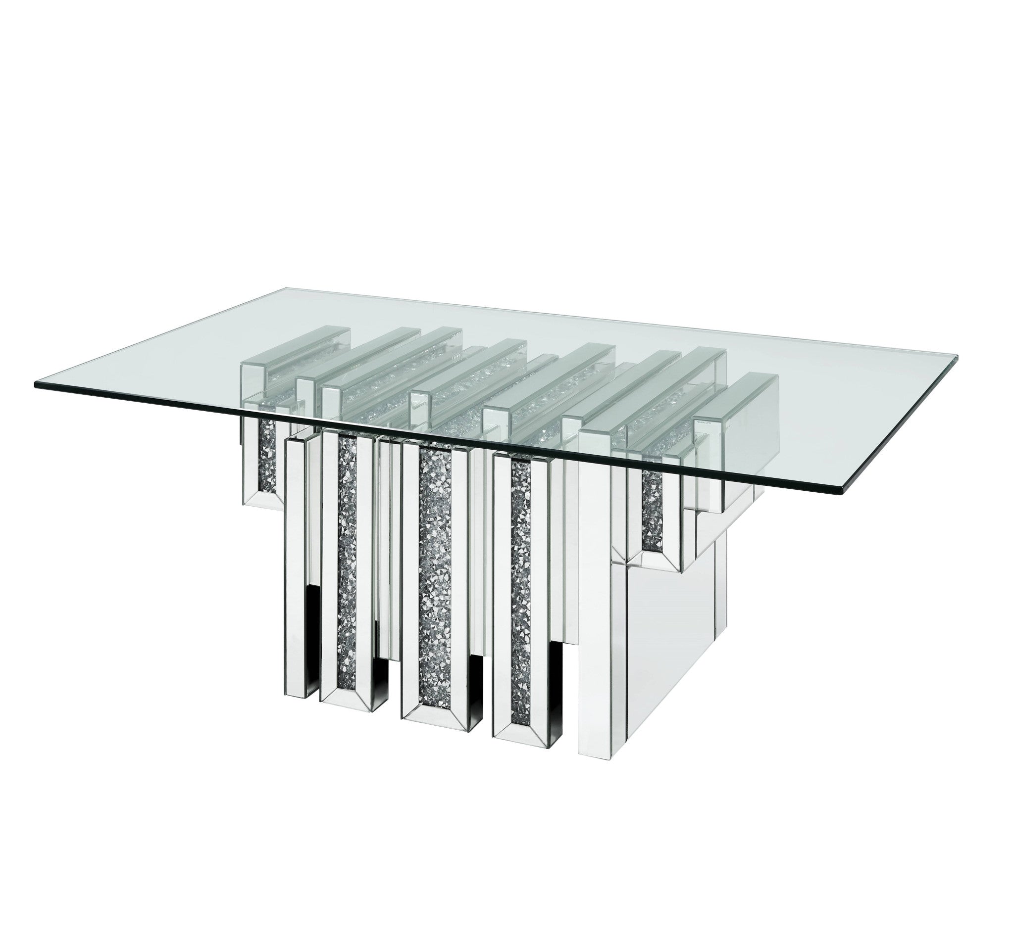 Mesa de centro rectangular con espejo de vidrio transparente y espejo de 47" y madera manufacturada