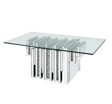 Mesa de centro rectangular con espejo de vidrio transparente y espejo de 47