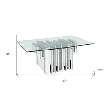 Mesa de centro rectangular con espejo de vidrio transparente y espejo de 47