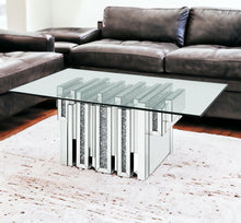 Mesa de centro rectangular con espejo de vidrio transparente y espejo de 47