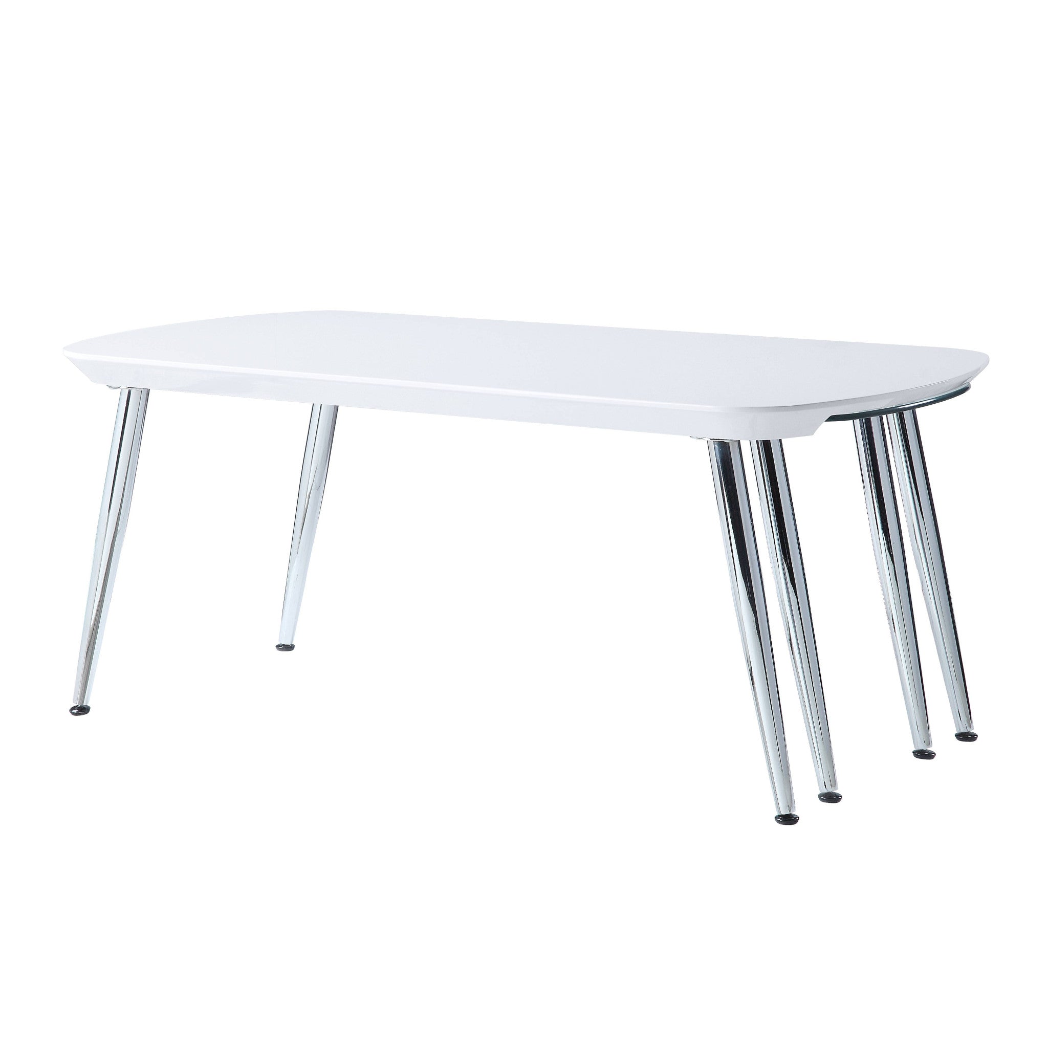 Mesa de centro de forma libre de madera y metal fabricada en cromo y vidrio blanco de 28"
