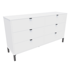White and Black Six Drawer Double Dresser 59"