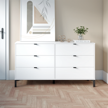 White and Black Six Drawer Double Dresser 59