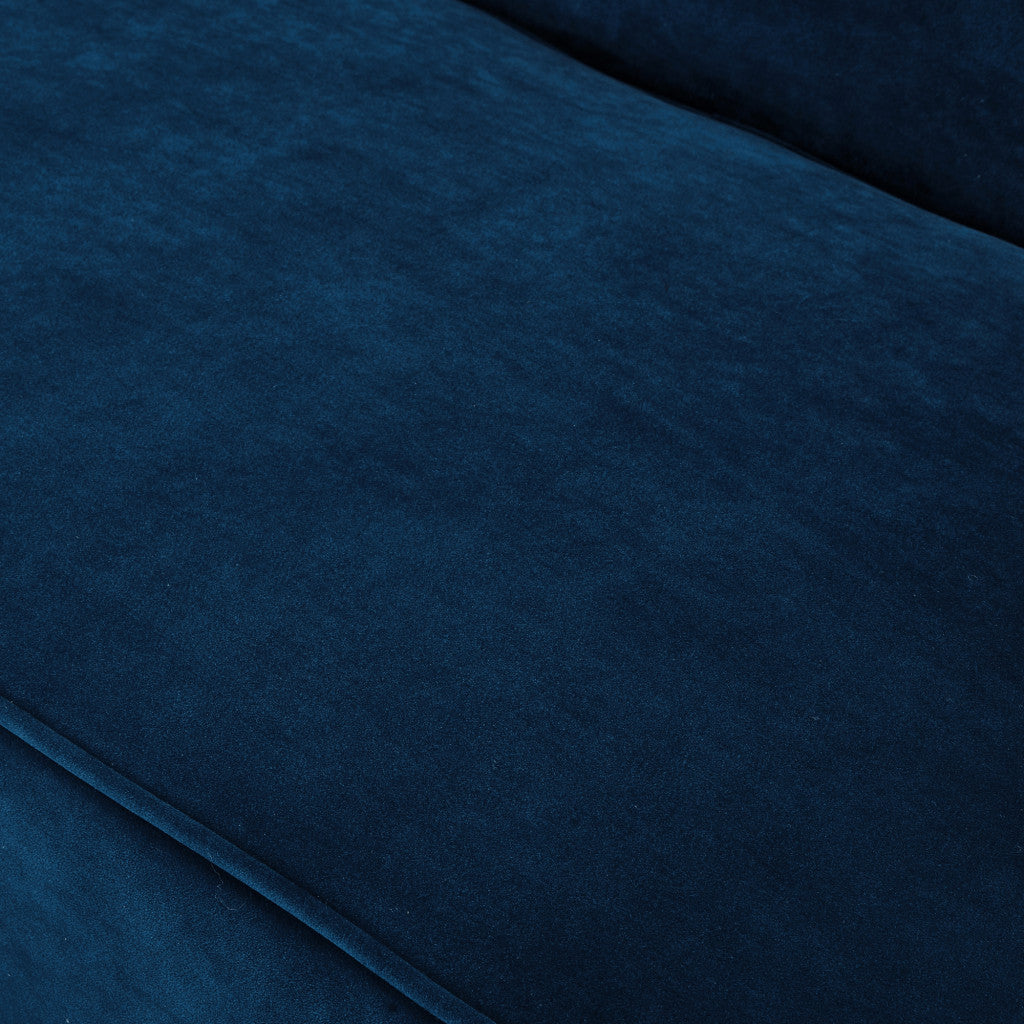 45" Navy Blue And Brown Upholstered Velvet Bench