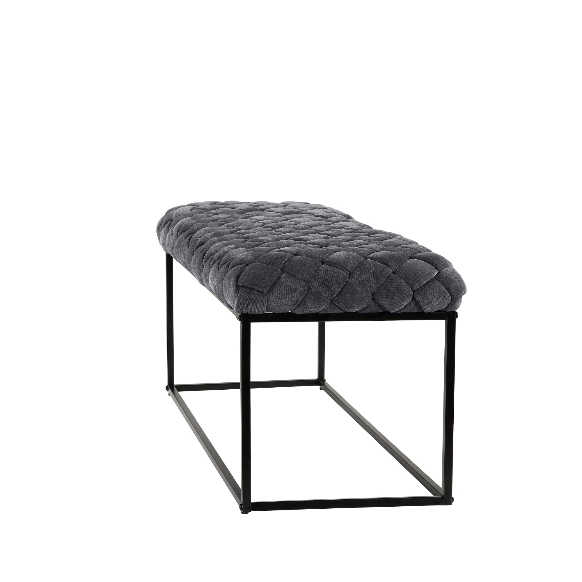 Gray And Black Upholstered Velvet Bench 39"
