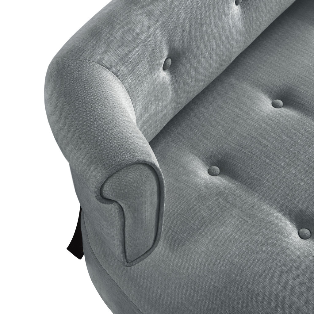 48" Light Gray And Brown Upholstered Linen Bench