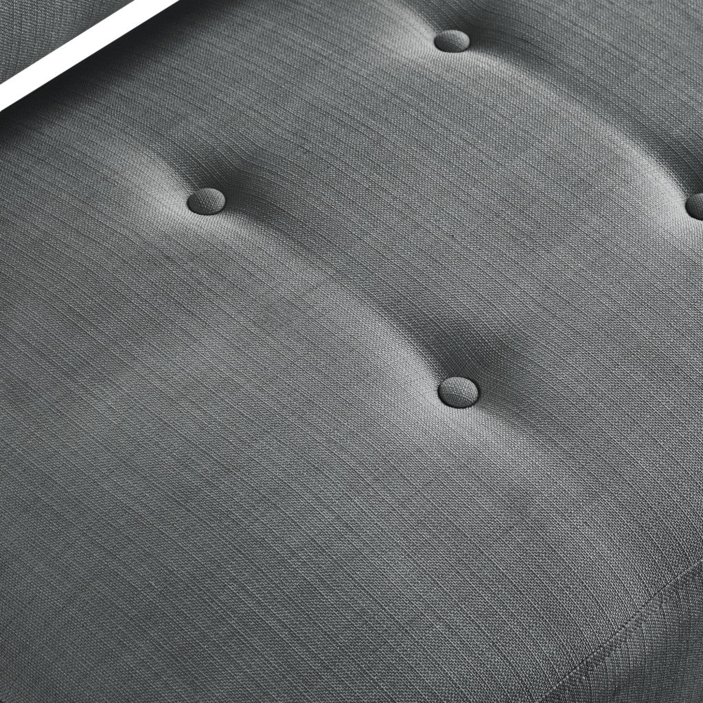 48" Light Gray And Brown Upholstered Linen Bench