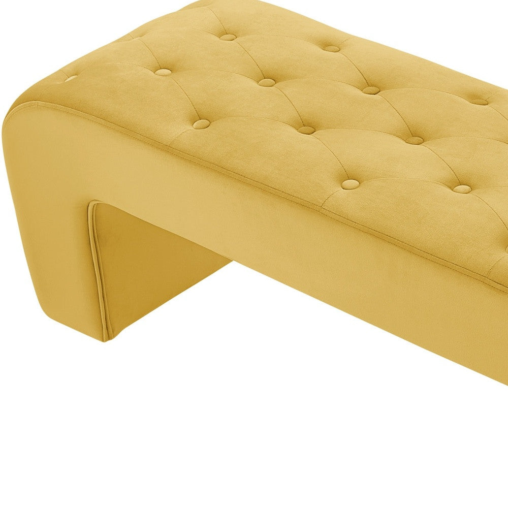 16" Yellow Upholstered Upholstery Bedroom Bench